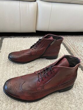 Exton Vero cuoio made in Italy lace up zipper boots men’s size 12 Eu size 45